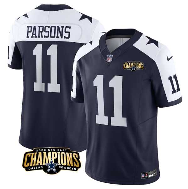 Men & Women & Youth Dallas Cowboys #11 Micah Parsons Navy White 2023 F.U.S.E. NFC East Champions Patch Stitched Jersey